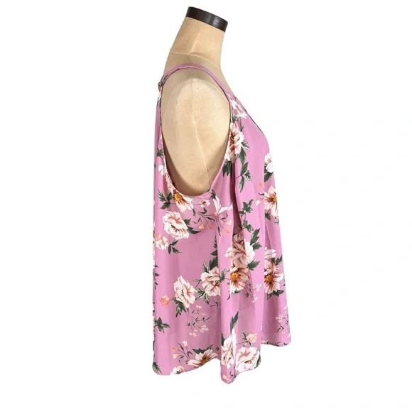 Torrid Georgette Floral Goddess Blush Pink Tank top SZ 2X - Picture 3 of 8